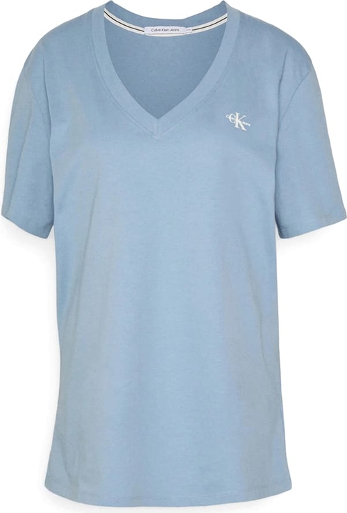 Niebieski t-shirt Calvin Klein Underwear z dekoltem w kształcie litery v z krótkim rękawem w stylu casual