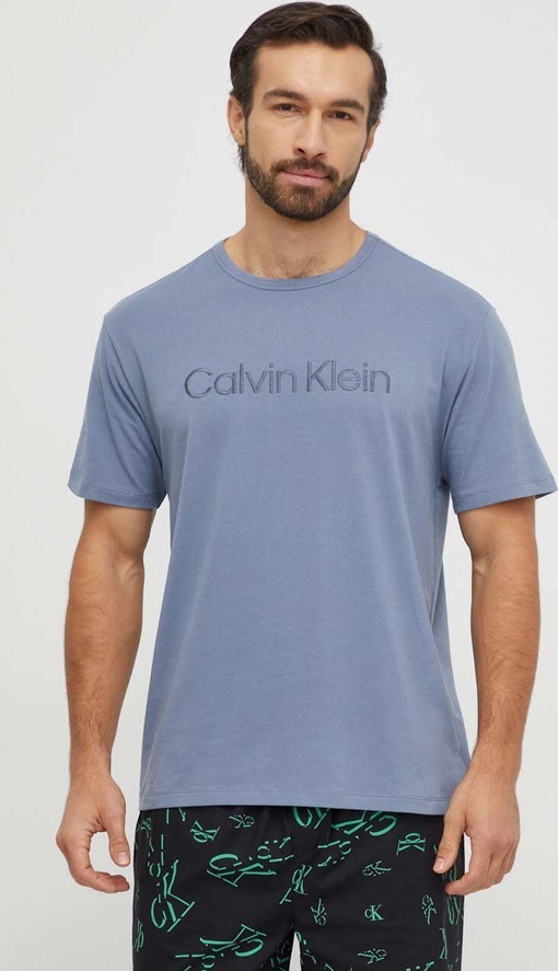 Niebieski t-shirt Calvin Klein Underwear z krótkim rękawem w młodzieżowym stylu