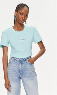 Niebieski t-shirt Calvin Klein w stylu casual