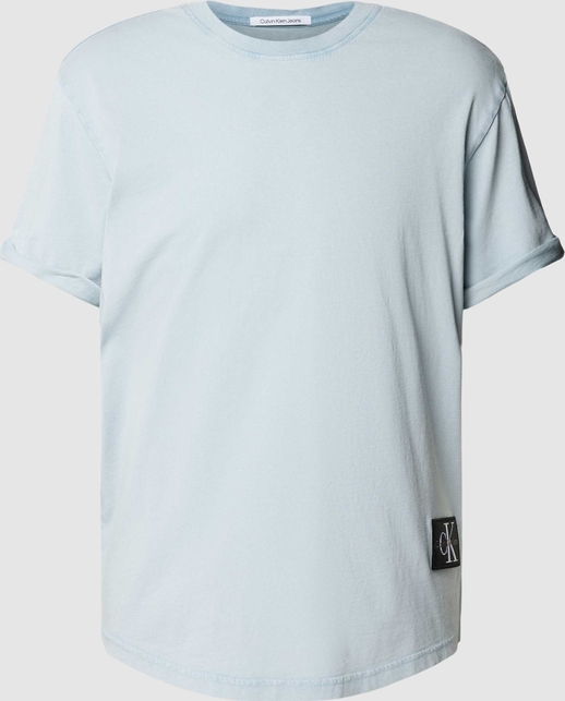 Niebieski t-shirt Calvin Klein z bawełny z krótkim rękawem
