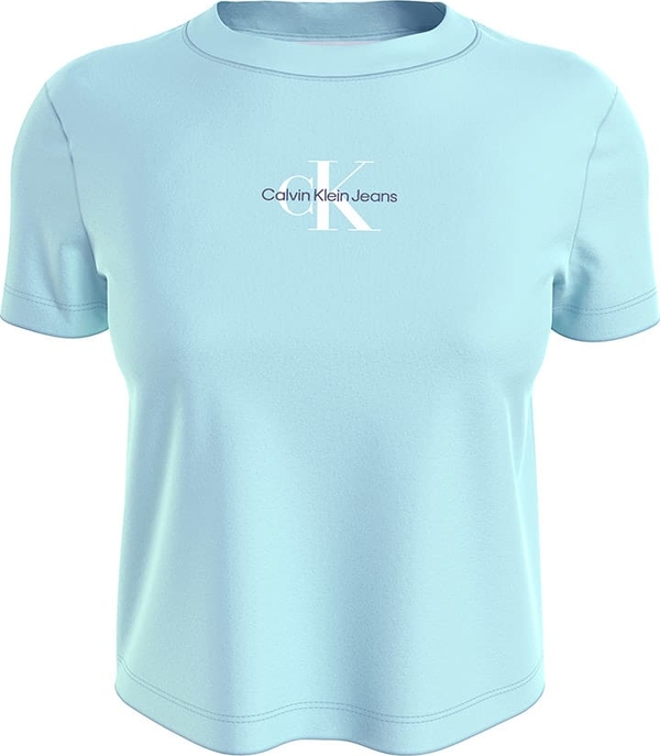 Niebieski t-shirt Calvin Klein z krótkim rękawem z bawełny