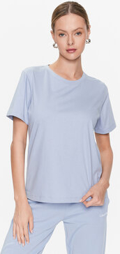 Niebieski t-shirt Calvin Klein z krótkim rękawem z okrągłym dekoltem w stylu casual