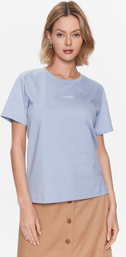 Niebieski t-shirt Calvin Klein z okrągłym dekoltem w stylu casual