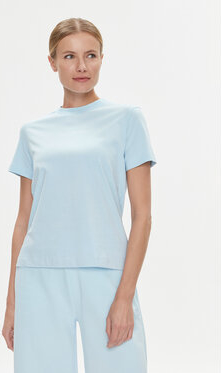Niebieski t-shirt Calvin Klein z okrągłym dekoltem z krótkim rękawem