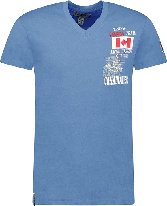 Niebieski t-shirt Canadian Peak z bawełny w stylu casual