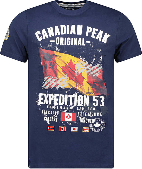 Niebieski t-shirt Canadian Peak z krótkim rękawem w młodzieżowym stylu z bawełny