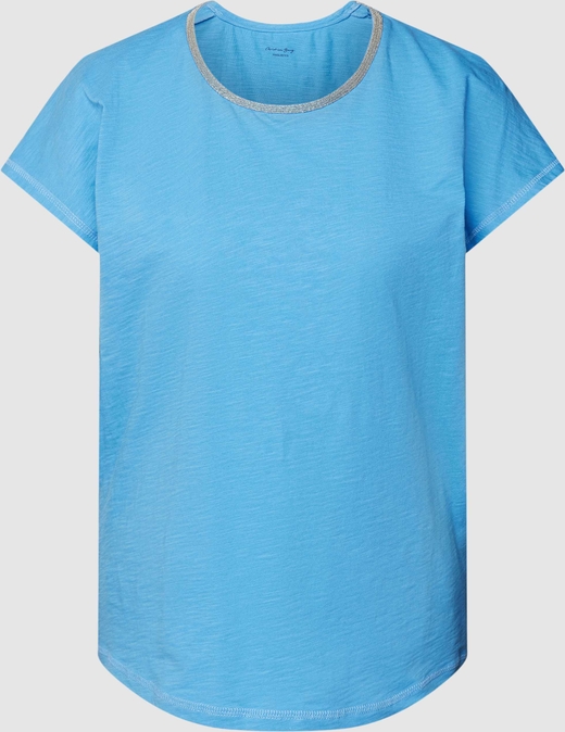 Niebieski t-shirt Christian Berg Woman z bawełny z krótkim rękawem w stylu casual