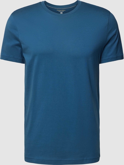 Niebieski t-shirt Christian Berg z krótkim rękawem z bawełny