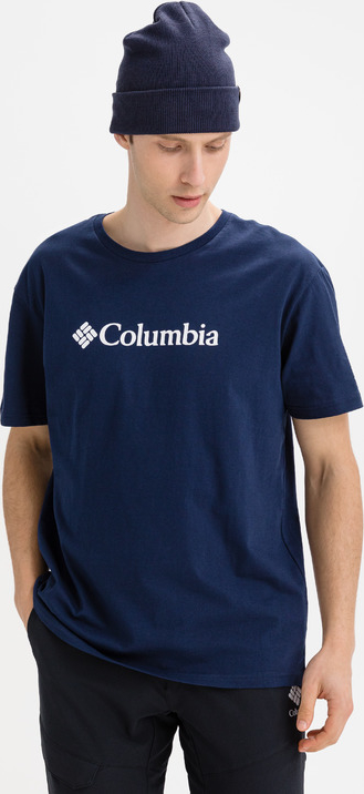 Niebieski t-shirt Columbia w sportowym stylu z krótkim rękawem z bawełny