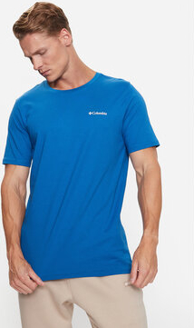 Niebieski t-shirt Columbia z krótkim rękawem