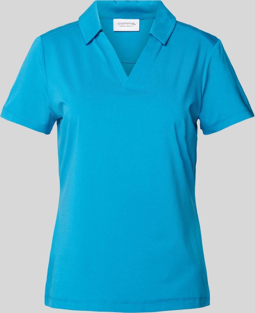 Niebieski t-shirt comma, z krótkim rękawem z dekoltem w kształcie litery v