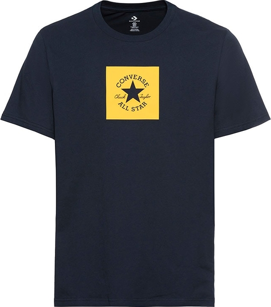 Niebieski t-shirt Converse z bawełny w młodzieżowym stylu z krótkim rękawem