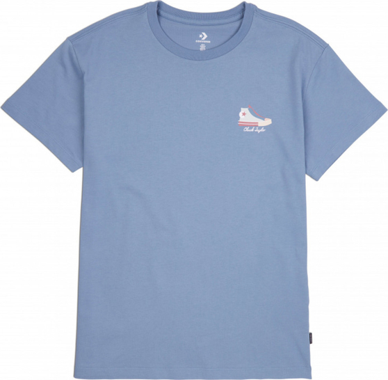 Niebieski t-shirt Converse z krótkim rękawem z bawełny