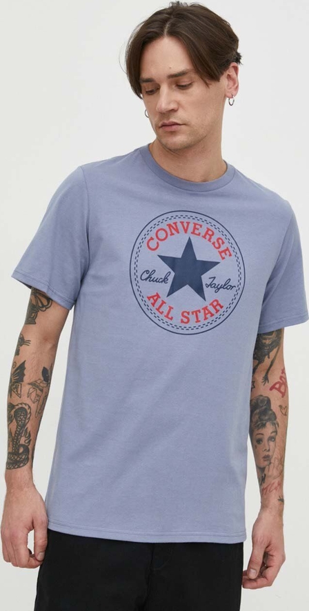 Niebieski t-shirt Converse z nadrukiem