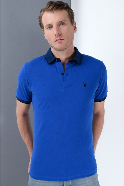 Niebieski t-shirt Dewberry w stylu casual z krótkim rękawem