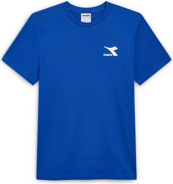 Niebieski t-shirt Diadora z krótkim rękawem z bawełny w stylu casual