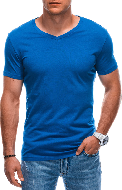 Niebieski t-shirt Edoti w stylu casual z krótkim rękawem
