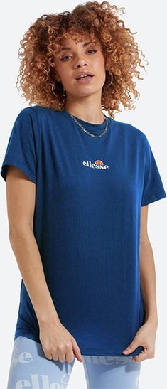 Niebieski t-shirt Ellesse z okrągłym dekoltem w sportowym stylu