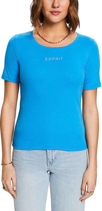 Niebieski t-shirt Esprit w stylu casual z bawełny