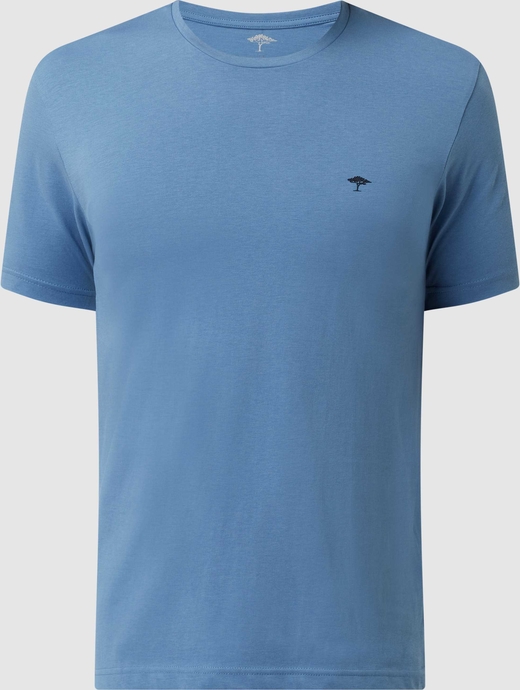 Niebieski t-shirt Fynch Hatton w stylu casual z krótkim rękawem z bawełny