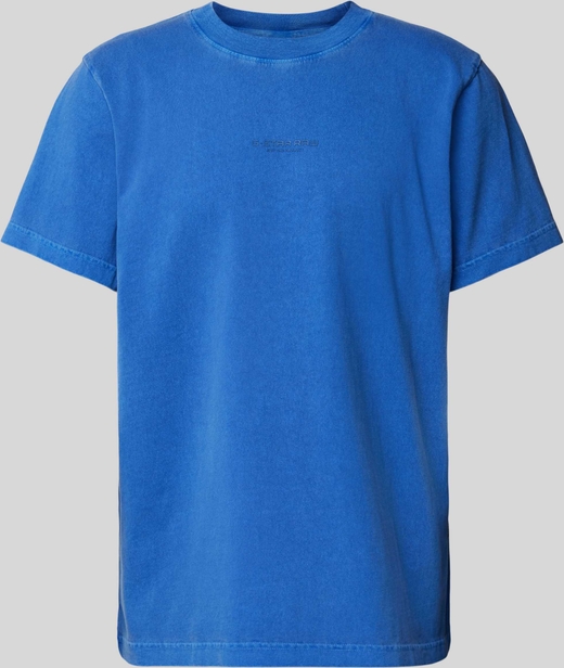 Niebieski t-shirt G-Star Raw w stylu casual z nadrukiem z krótkim rękawem