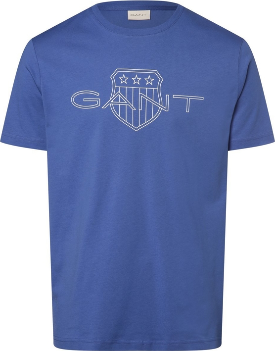 Niebieski t-shirt Gant w młodzieżowym stylu z nadrukiem z krótkim rękawem