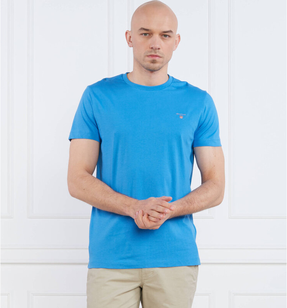Niebieski t-shirt Gant w stylu casual z bawełny z krótkim rękawem