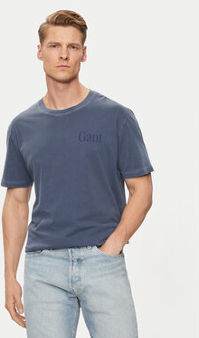 Niebieski t-shirt Gant w stylu casual z krótkim rękawem