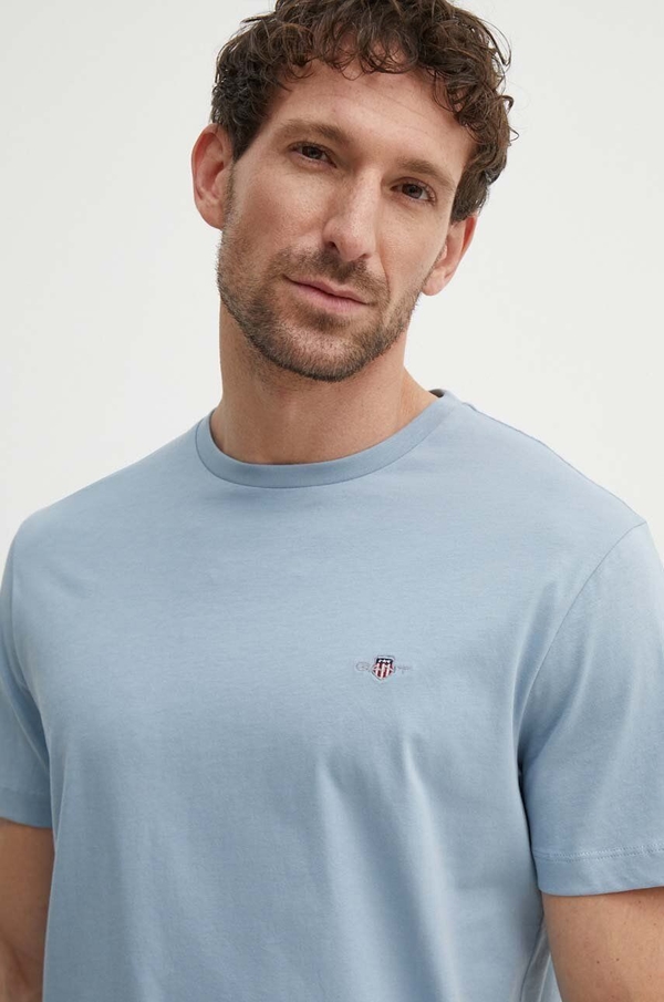 Niebieski t-shirt Gant z krótkim rękawem w stylu casual