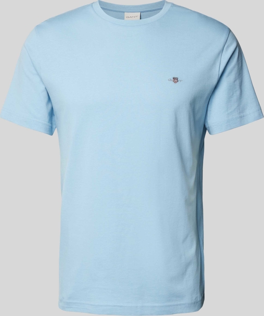 Niebieski t-shirt Gant z krótkim rękawem z bawełny w stylu casual