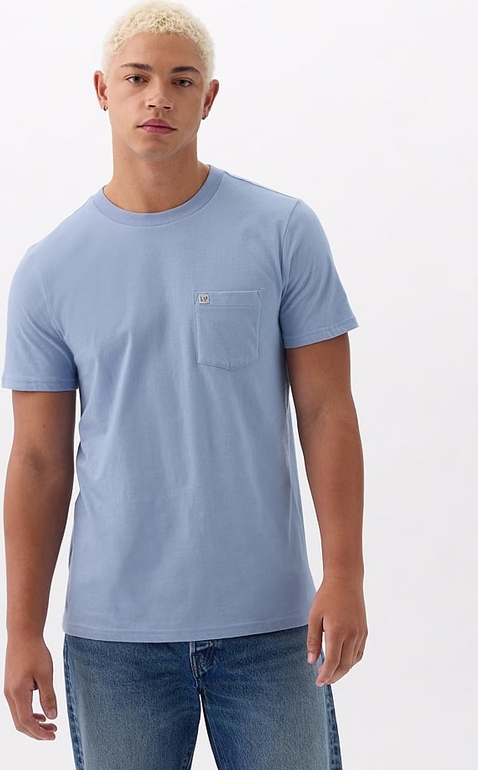 Niebieski t-shirt Gap z bawełny z krótkim rękawem