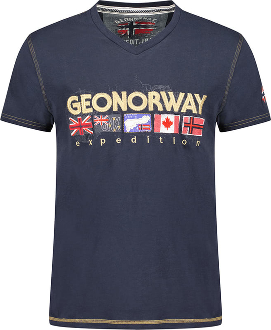 Niebieski t-shirt Geographical Norway w młodzieżowym stylu