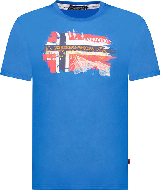 Niebieski t-shirt Geographical Norway z bawełny w sportowym stylu