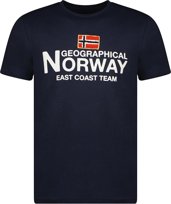 Niebieski t-shirt Geographical Norway z bawełny z krótkim rękawem