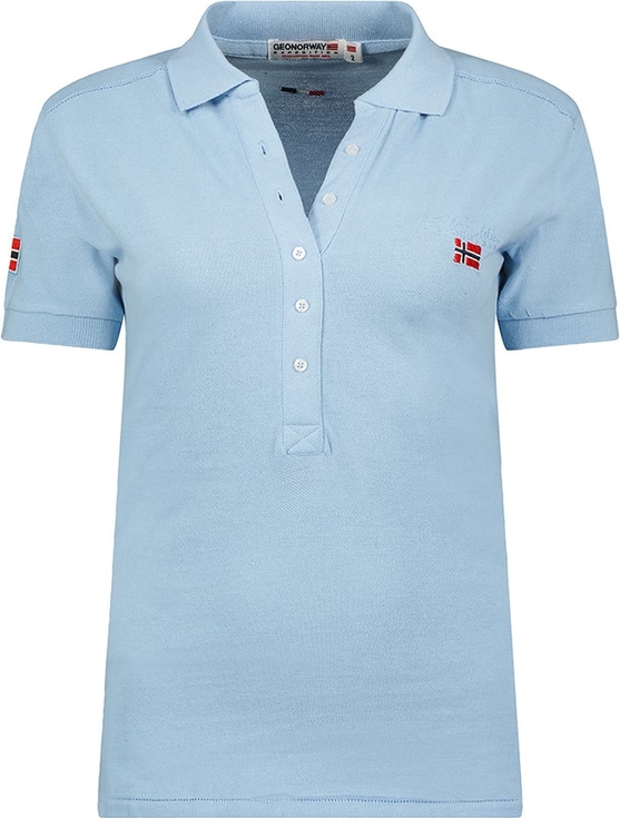 Niebieski t-shirt Geographical Norway z krótkim rękawem z bawełny w stylu casual