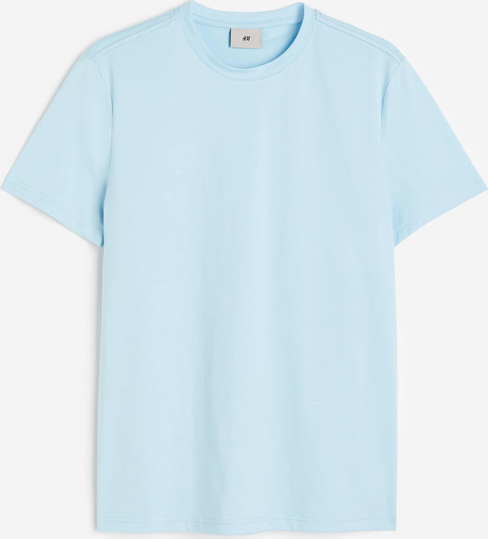 Niebieski t-shirt H & M z bawełny z krótkim rękawem