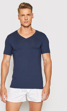 Niebieski t-shirt Hanro w stylu casual z krótkim rękawem