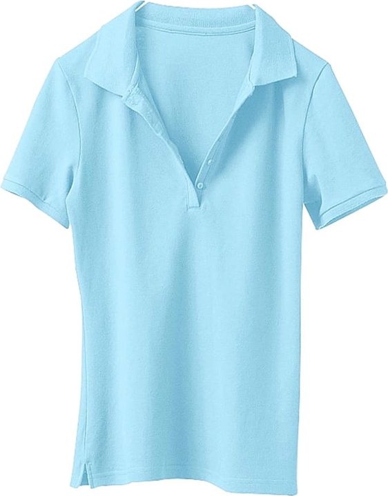 Niebieski t-shirt Heine z bawełny w stylu casual z dekoltem w kształcie litery v