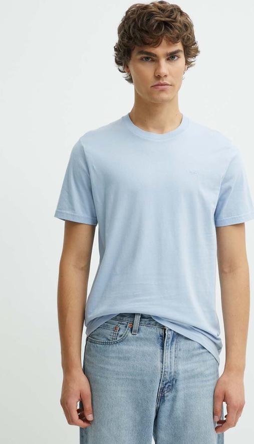 Niebieski t-shirt Hollister Co. z krótkim rękawem z bawełny