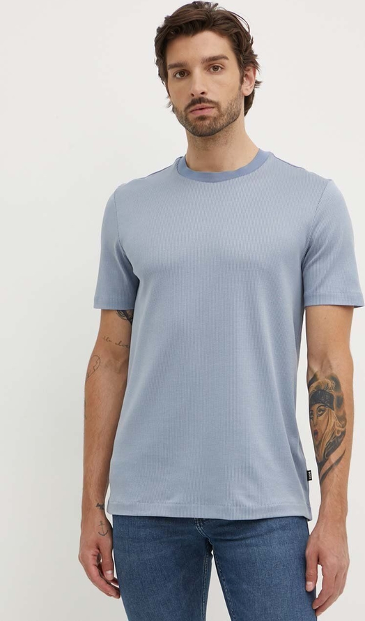 Niebieski t-shirt Hugo Boss w stylu casual