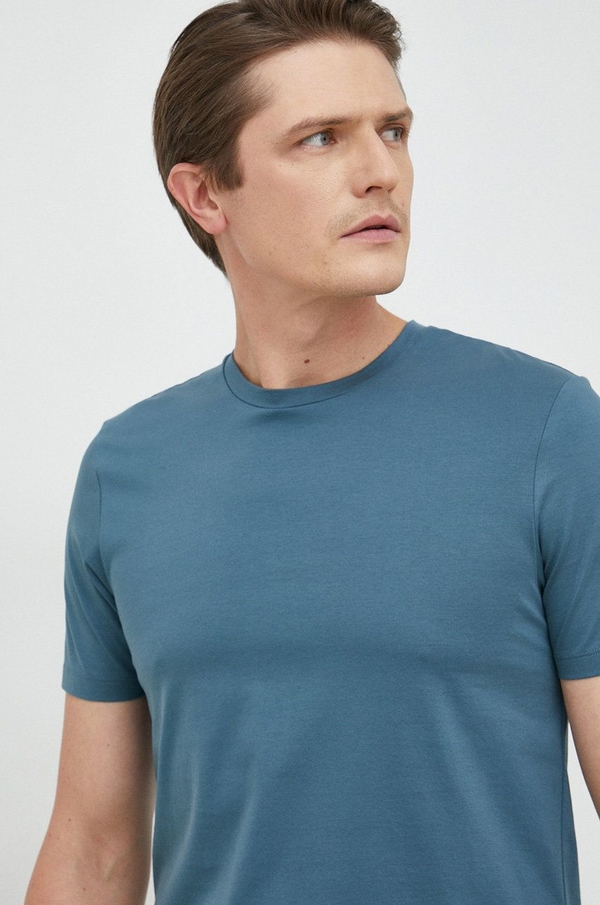 Niebieski t-shirt Hugo Boss w stylu casual z krótkim rękawem