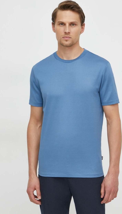 Niebieski t-shirt Hugo Boss z bawełny w stylu casual