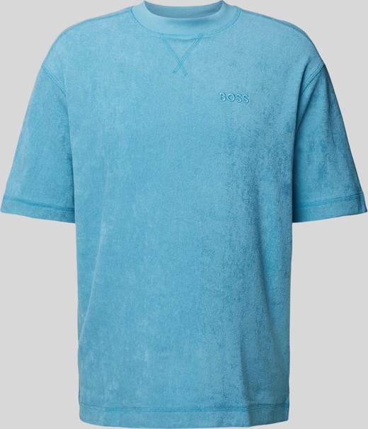 Niebieski t-shirt Hugo Boss z bawełny z krótkim rękawem