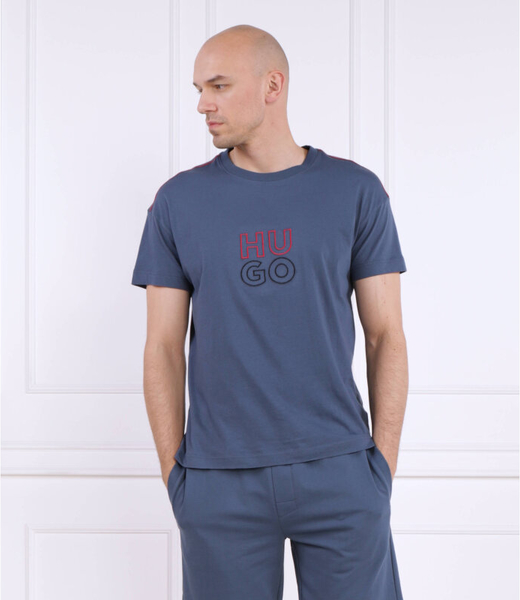 Niebieski t-shirt Hugo Boss z krótkim rękawem