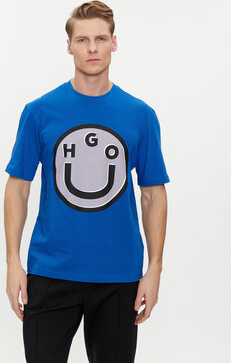 Niebieski t-shirt Hugo Boss z krótkim rękawem w młodzieżowym stylu