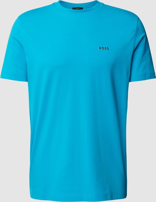 Niebieski t-shirt Hugo Boss z krótkim rękawem z bawełny
