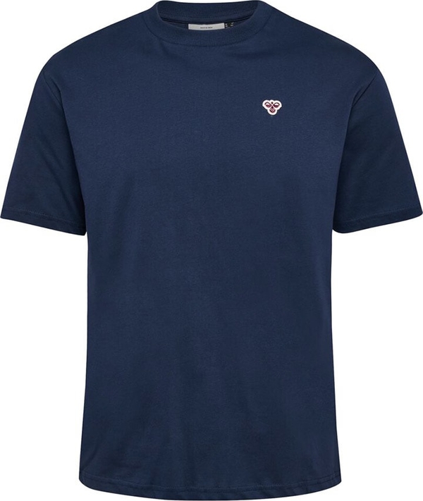 Niebieski t-shirt Hummel z krótkim rękawem z bawełny