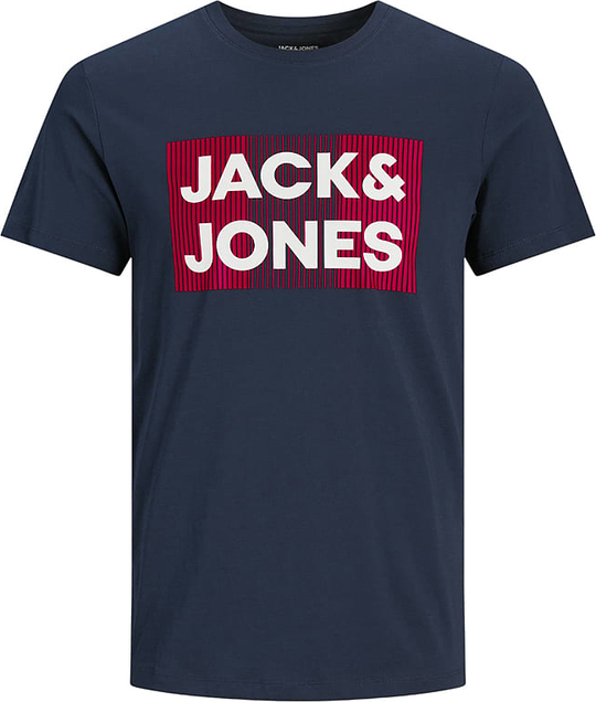 Niebieski t-shirt Jack & Jones w młodzieżowym stylu