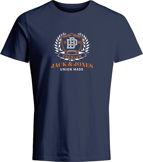 Niebieski t-shirt Jack & Jones z krótkim rękawem z bawełny