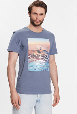 Niebieski t-shirt Jack & Jones z nadrukiem